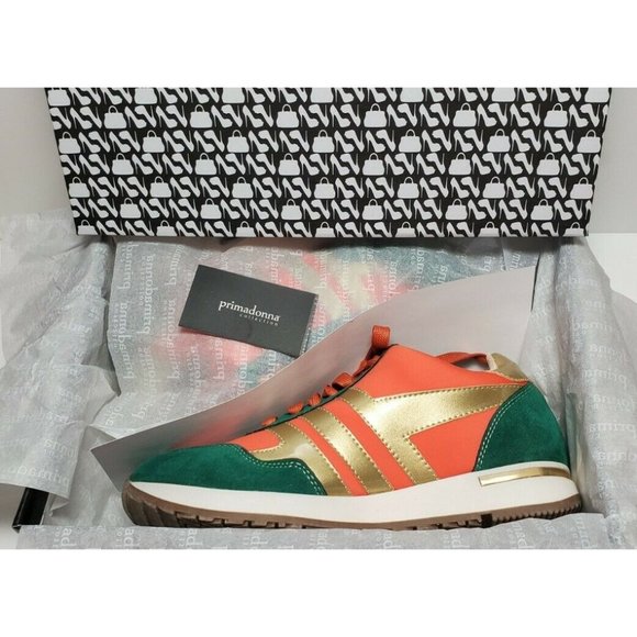 PRIMADONNA COLLECTION WOMAN'S ORANGE W/ GREEN GOLD ACCENT SNEAKER EURO SIZE 36 - Picture 11 of 12